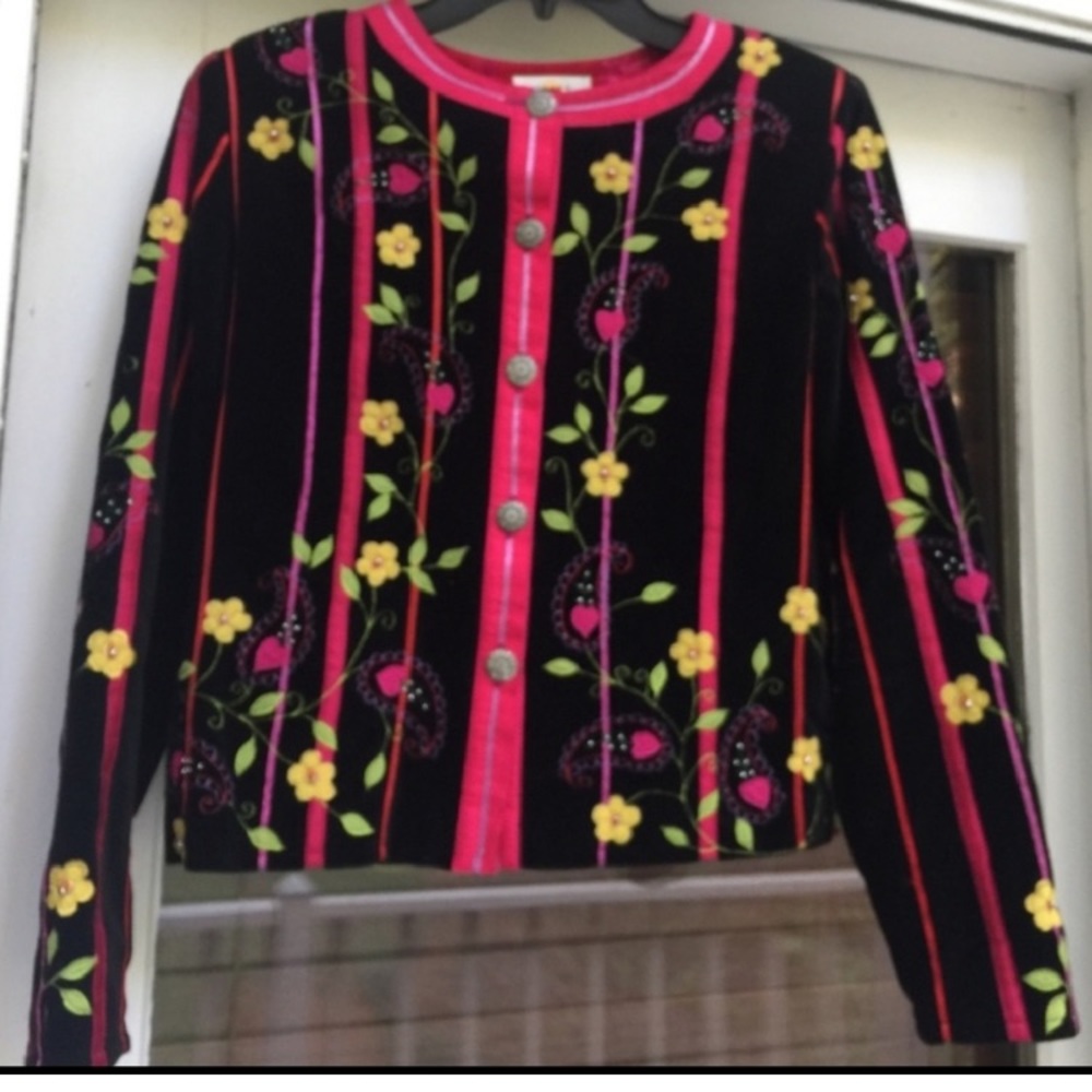 Sandy Starkman  cotton an silk floral jacket